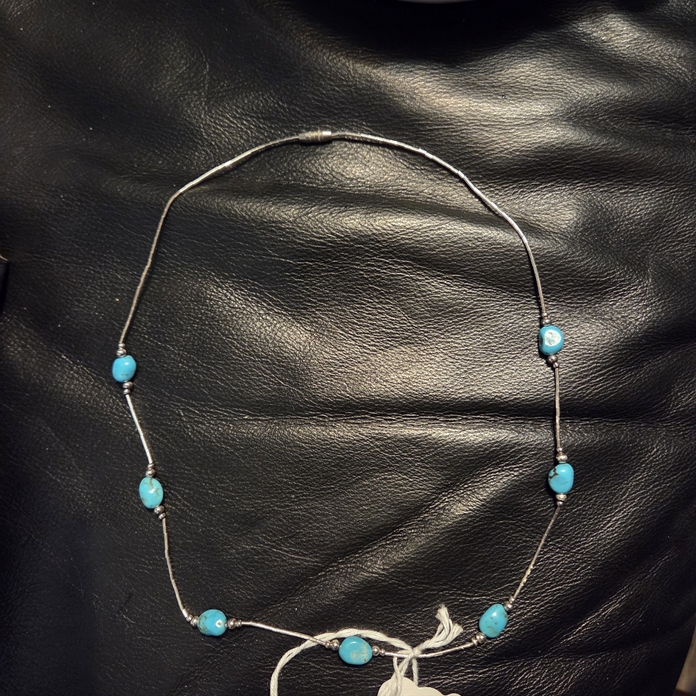 Turquoise Bead Silver Necklace - Women Jewelry Necklaces